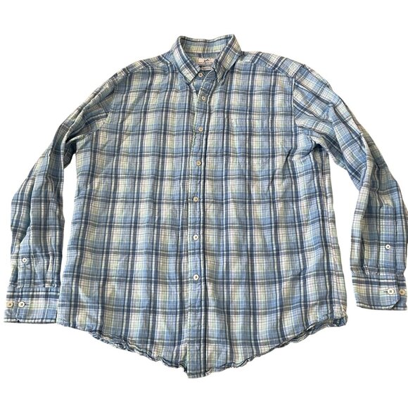 Southern Tide Linen Blend Shirt Men's Size Large Blue Plaid Classic Fit - Picture 1 of 5